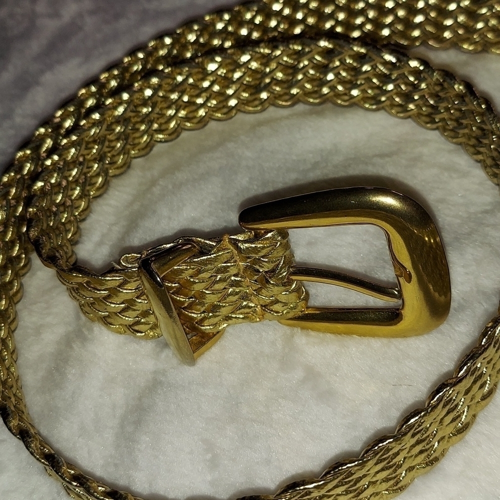 Gold Vegan Faux leather weaved rope belt
